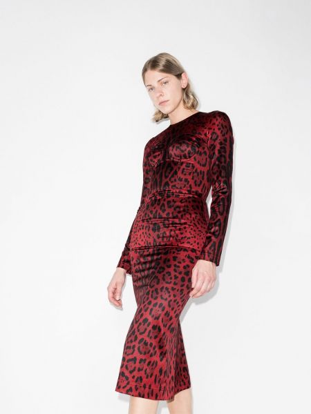 Vestido midi con estampado leopardo Dolce & Gabbana