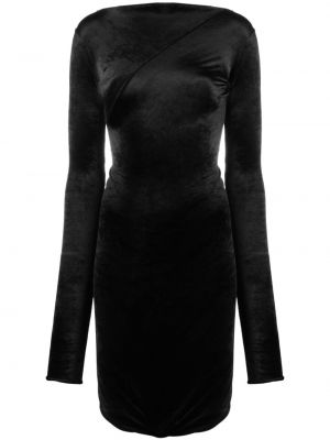 Koktejl obleka iz pliša Rick Owens Lilies črna