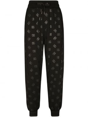 Kokvilnas treniņtērpa bikses ar apdruku Dolce & Gabbana melns