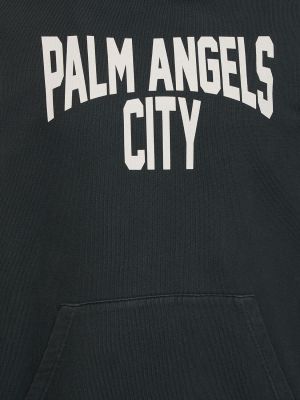 Pamučna hoodie s kapuljačom Palm Angels siva