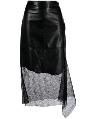 Čipkovaná kožená sukňa Helmut Lang čierna