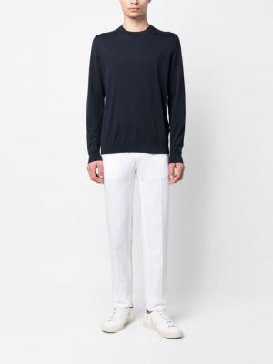 Bavlněné lněné rovné kalhoty Incotex bílé