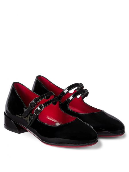 Lakkskinn lær ballerinasko for jenter Christian Louboutin Kids svart