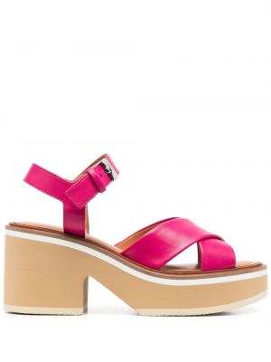 Kožené sandály Clergerie růžové