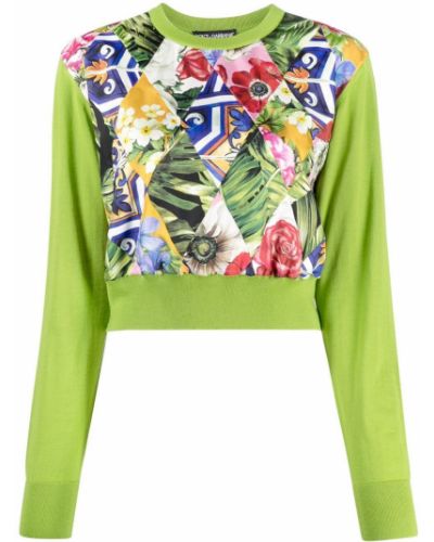Jersey de flores de punto de tela jersey Dolce & Gabbana verde