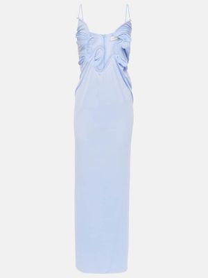 Midi šaty se síťovinou Christopher Esber modré