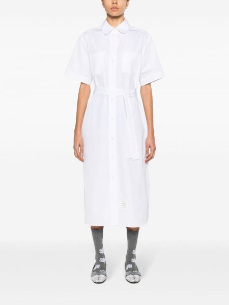 Sukienka midi bawełniany Thom Browne biały