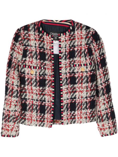 Jachetă lungă în carouri din tweed Chanel Pre-owned