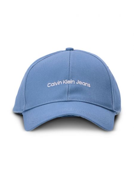 Haftowana czapka z daszkiem Calvin Klein niebieska