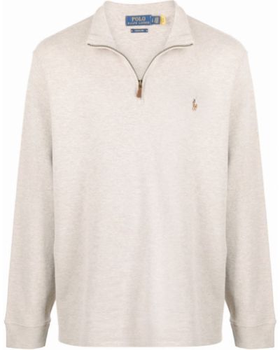 Fleecový svetr s výšivkou Polo Ralph Lauren béžový