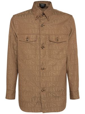 Pamučna jakna Versace smeđa