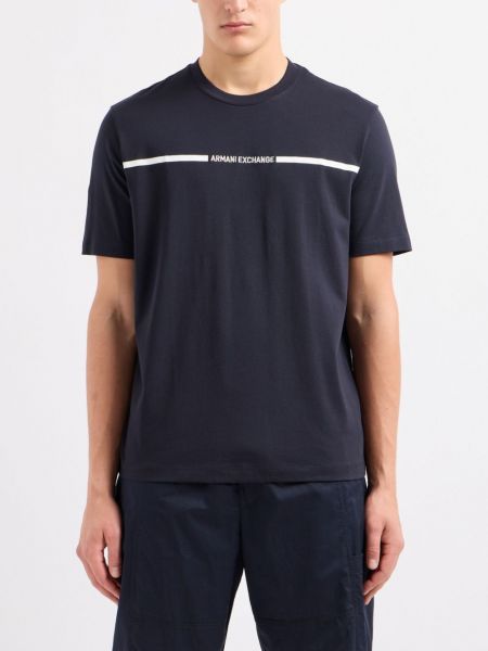 Kokvilnas t-krekls ar apdruku Armani Exchange zils