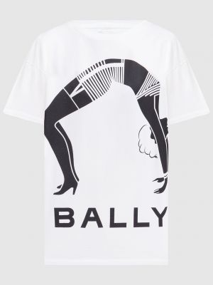 Белая футболка с принтом Bally