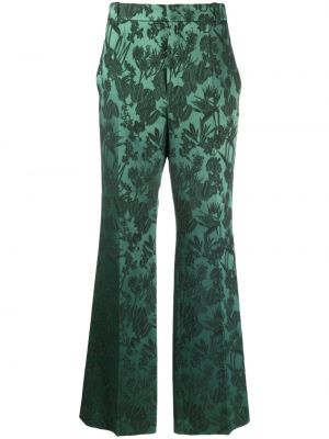 Žakárové květinové kalhoty Chloé zelené