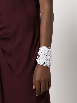 Bracelet avec perles en tricot Fabiana Filippi blanc