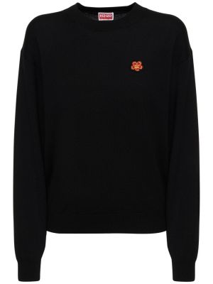Volneni pulover s cvetličnim vzorcem Kenzo Paris črna