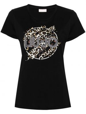 Tričko s leopardím vzorom Liu Jo čierna