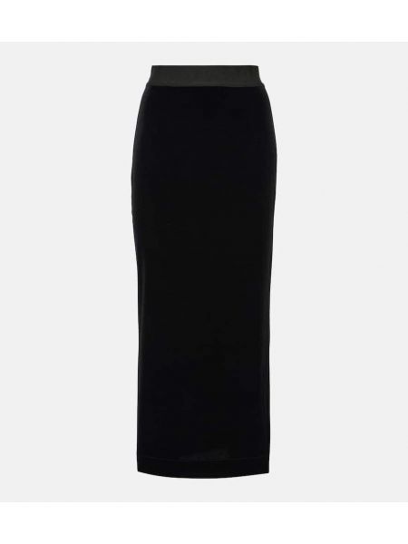 Falda midi ajustada de terciopelo‏‏‎ Dolce&gabbana negro