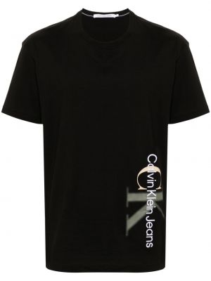 Bavlnené tričko s výšivkou Calvin Klein čierna