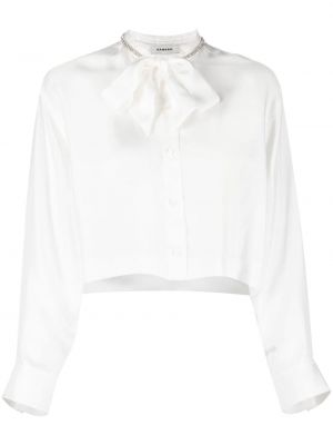 Bluză cu funde de mătase Sandro alb