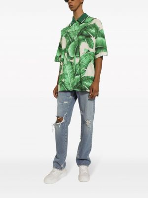 Oversize polo krekls ar apdruku Dolce & Gabbana zaļš