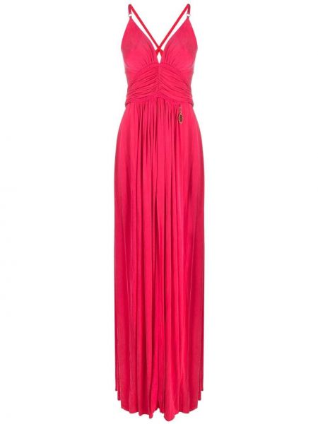 Плисирана коктейлна рокля с v-образно деколте Elisabetta Franchi розово