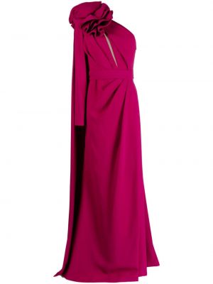 Коктейлна рокля на цветя Elie Saab розово