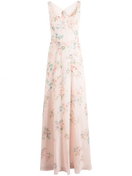 Вечерна рокля на цветя с принт Marchesa Notte Bridesmaids розово