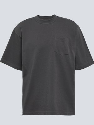 Camiseta de algodón de tela jersey Sacai gris
