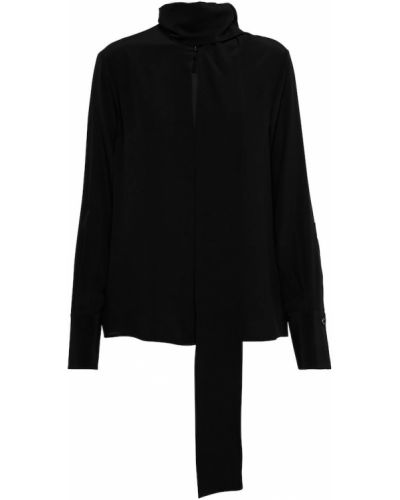 Jedwabny top klasyczny z długim rękawem Givenchy - сzarny