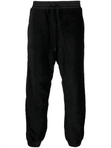 Кадифени спортни панталони Moncler Grenoble черно