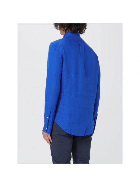 Lniana koszula Ralph Lauren niebieska