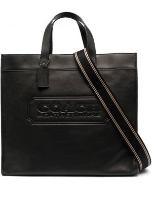 Кожени шопинг чанта Coach черно