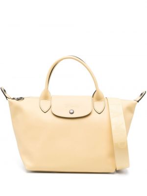 Кожени шопинг чанта Longchamp жълто