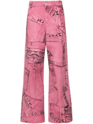 Pantaloni cargo cu imagine Blumarine roz