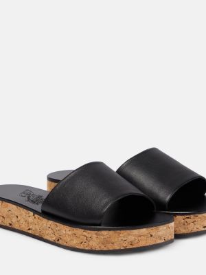 Slides di pelle con platform Ancient Greek Sandals nero