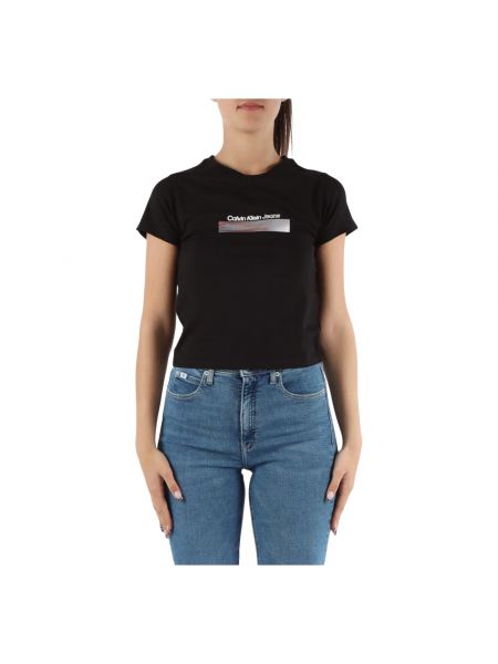 T-shirt aus baumwoll mit print Calvin Klein Jeans schwarz