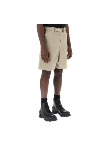 Pantalones cortos de algodón con hebilla Sacai beige
