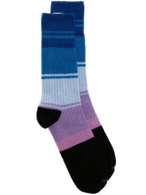 Чорапи на райета с принт Marni синьо