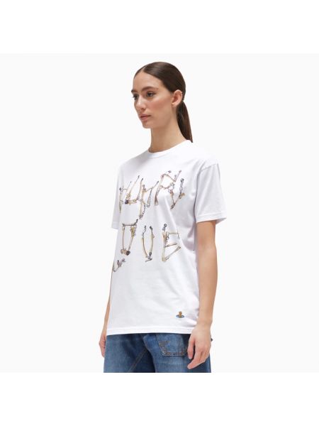 Koszulka bawełniana z nadrukiem z okrągłym dekoltem Vivienne Westwood biała