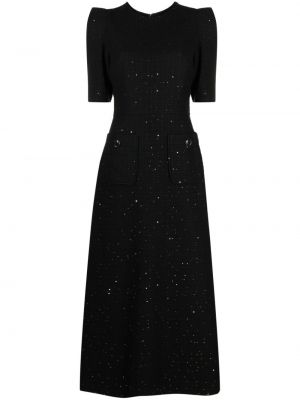 Dlouhé šaty s flitry Elie Saab černé