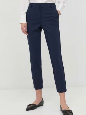 Marella pantaloni femei, culoarea albastru marin, mulata, medium waist