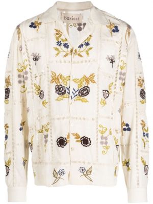 Bavlnená košeľa s výšivkou Baziszt béžová