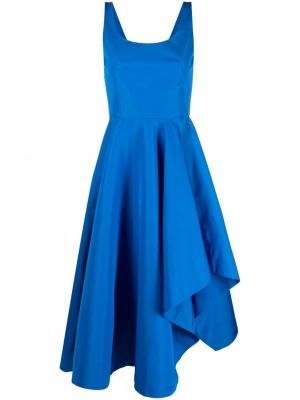 Drapované asymetrické midi šaty Alexander Mcqueen modrá