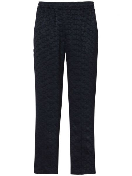 Pantalon droit en jacquard Balmain bleu