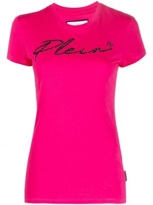 Tričko z modalu Philipp Plein růžové