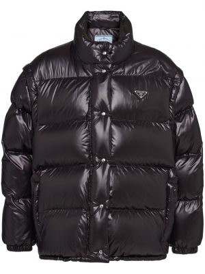 Czarna pikowana nylonowa kurtka Prada