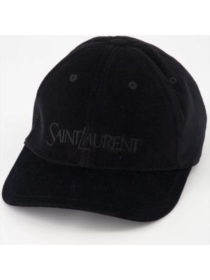 Gorra de pana de algodón Saint Laurent negro