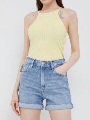 Calvin Klein Jeans farmer rövidnadrág női, sima, magas derekú