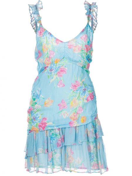 Sukienka mini z printem Loveshackfancy, niebieski